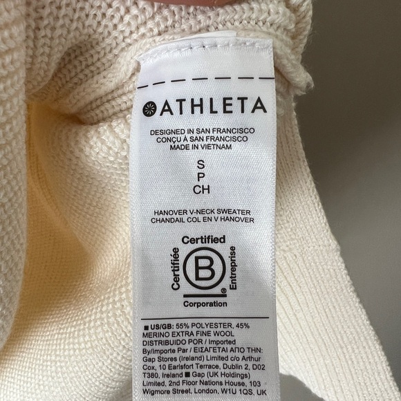 Athleta Hanover V neck sweater merino wool blend S - Picture 10 of 13
